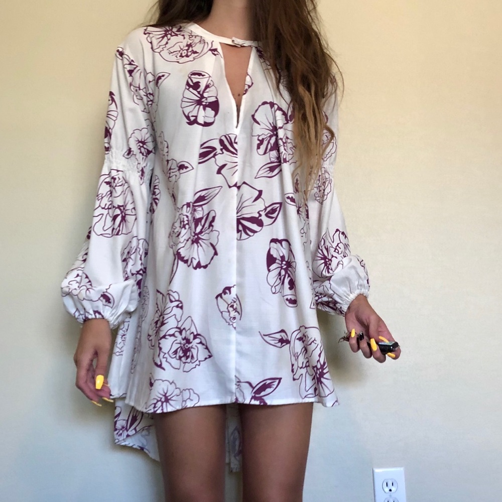 Perfect Floral Shirt Dress Long Sleeve Sz S